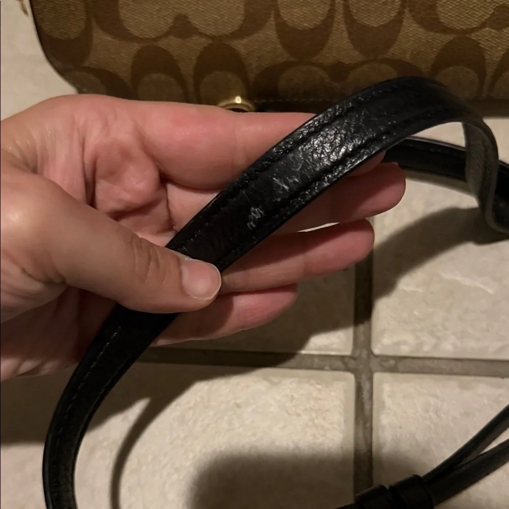 Coach Two-Tone Signature Turnlock Crossbody Bag in Brown and Black